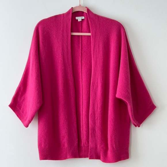 Garnet Hill 100% Cashmere Pink Kimono Cardigan - Picture 1 of 16